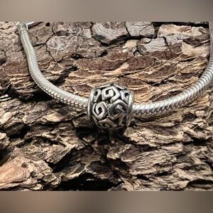 Authentic Pandora Amazing Charm Open Work Oxidized Bead Sterling Silver